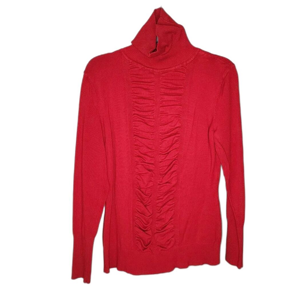 Alfani Red Ruched Front Turtleneck Sweater Size Petite Small